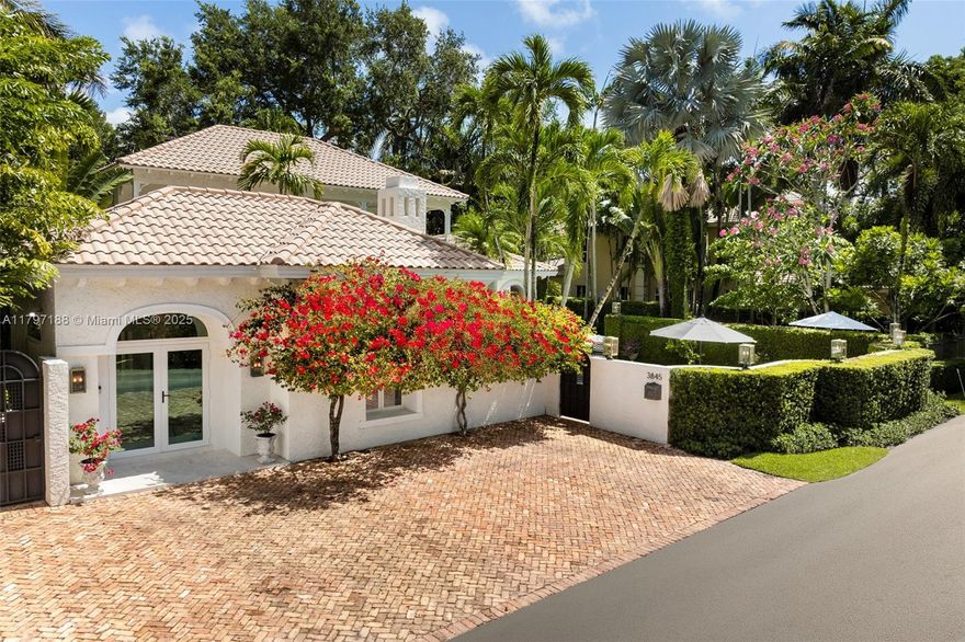 Captivating home in coveted “Ye Little Wood”- a gated enclave nestled along a tree-canopied winding road. Magazine quality total renovation will meet the most discerning buyer’s expectations. Experience a fusion of classic & contemporary design in light-filled living spaces featuring vaulted beamed ceilings, stone fireplace and an abundance of windows - creating a seamless connection between indoor & outdoor spaces. The expansive top-of-the-line kitchen features cooking island, gas range & skylights w/ tree-top views. Charming separate guest house has 1BR/1BA + living room. Enjoy ultra-private outdoor living & entertaining around the tranquil pool and in the magical gardens surrounding the home. Walk or bike to the historic Grove village, top-tier schools and to bayfront parks & marinas.