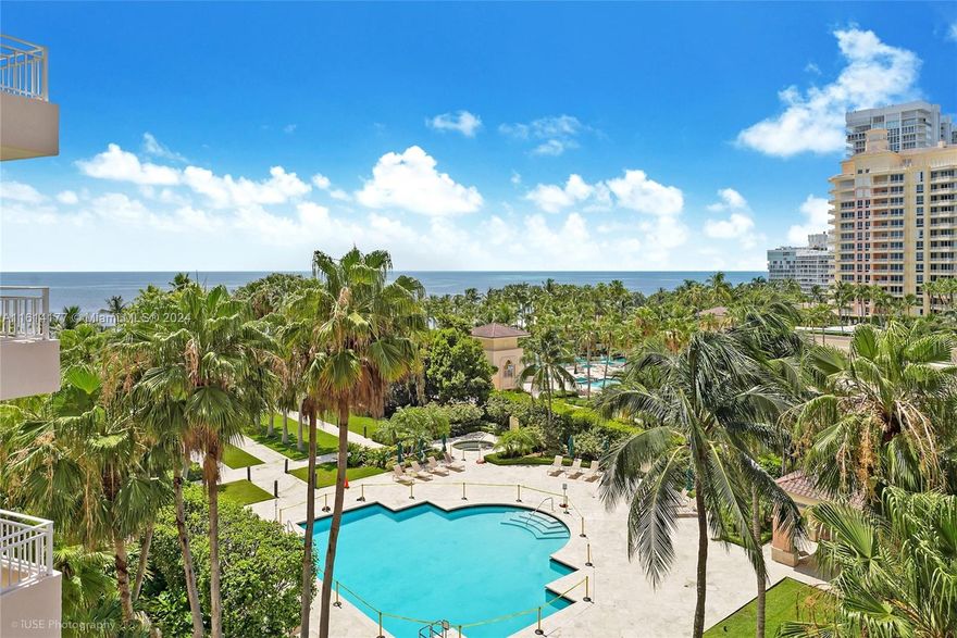 PRIME, SOUTHEAST EXPOSURE offer views of the blue, Atlantic Ocean, pool & lush, tropical gardens!    This spacious 3 bedroom, 3 bath, Floor thru design floor plan has two large terraces!     The Northwest terrace offers views of the ocean, beach, bay & a peek of the city lights!     The Ocean Club Key Biscayne is a luxurious private community with world class amenities and services such as direct beach access, towel, chair & umbrella service, several pools (beachfront, lap and building), gyms, spa with sauna, steam and whirlpool, 8 hard-tru lighted tennis courts, spa, beauty center, BEACH BAR & GRILL and Fresco restaurants, valet parking, concierge front desk & children's playground.  TWO ASSIGNED, COVERED PARKING SPACES, #521 & #605. ***CABANAS 752 & 753 ARE AVAILABLE FOR $475,000 EACH**