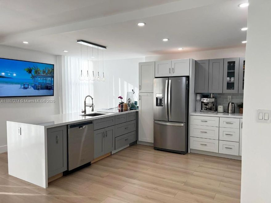 Amazing comfort luxury remodeled 1/1.5 condo, screened patio with direct breathtaking view of Tumberry Golf. This unit was renovated by a professional designer, everything!! As is pictures; all included in the sale, completely furnished !! Smart home, natural light, open floor plan; elegant kitchen, floor, bathrooms, A/C, electrical, plumbing, all new from A-Z! The building has completed renovation and has passed the 40-year inspection! Amenities: heated community pool, gym, sauna, jacuzzi, 24/7 security gate, jogging & bicycle trails, Wi-Fi & cable, additional & guest parking, laundry room on each floor, lobby, hallways, elevators, all new. Nearby Aventura Mall, restaurants, shopping centers, Gulfstream Casino, a train station, water park. Don't miss it, above expectations, easy to show