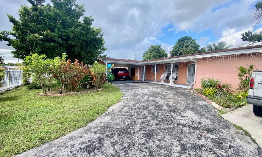 Spacious 4 bedroom 2 bath Miami Gardens house just waiting to become your new home! Home is tiled throughout and has ample living space, carport plus plenty of room for parking, large laundry/storage room, split floor plan, fenced yard, fruit trees. Sale is subject to probate court approval. Property reflects on Property Appraisers website as a 3 bedroom 2 bath.