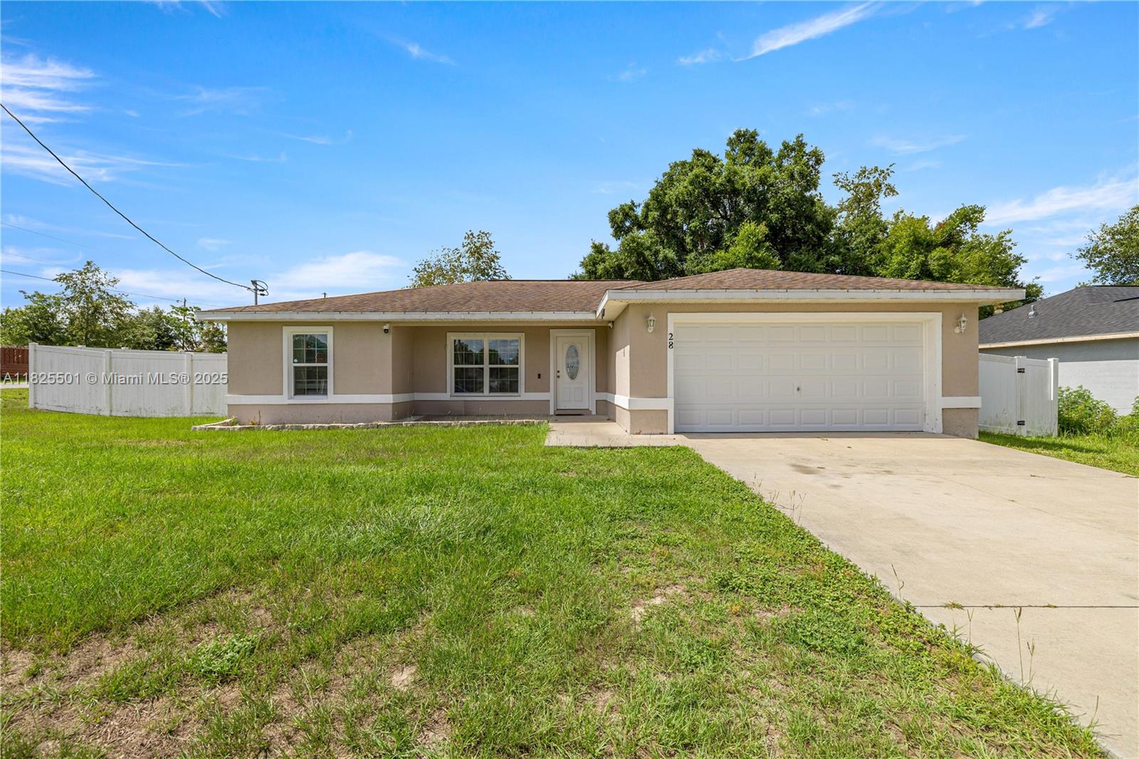 Exciting opportunity in Silver Springs Shores! This 3-bedroom, 2-bath home built in 2019 features a split floor plan, walk-in closets, and modern finishes throughout. The bright kitchen is equipped with stainless steel appliances, convection oven, and plenty of cabinet space. Enjoy low-maintenance living with a 2-car garage, vinyl fencing, and a clean stucco exterior. The home sits on a spacious 0.26-acre lot with paved roads and public utilities. Located near shopping, schools, and parks—perfect for homeowners or investors! No HOA. Currently tenant-occupied—please do not disturb. Call today to schedule a showing!