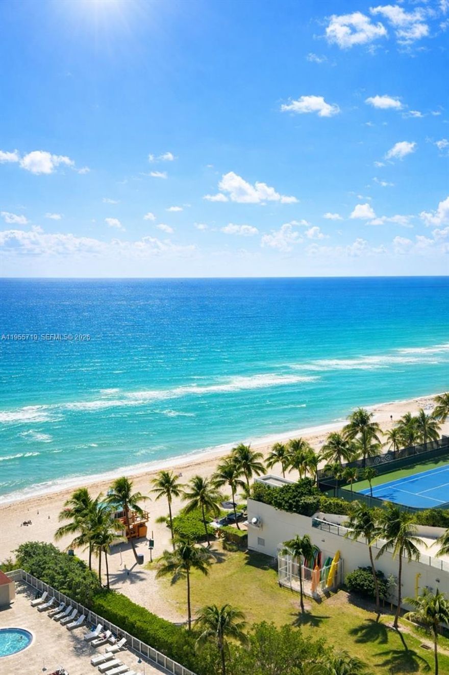 Own a Slice of Paradise in Sunny Isles Beach! This fully furnished condo offers direct beach access and the ultimate in flexibility—perfect for personal use or an investment property. The building offers onsite support to help secure guests when you're away. Inside, you'll find impact windows, laminate flooring, kitchenette, dining area & two queen size beds. HOA dues include water, electricity, basic cable, and Wi-Fi. Enjoy resort-style amenities such as a remodeled pool, pool bar, full beach service, café, laundry facilities and shops. Monthly Maintenance fee is $1798.51 (maintenance fee: $1,273.28, Reserves: $163.03, Special Assessment: $362.20). Total amount of Special Assessment is $43,464.26, to be paid over ten years, ending October 2034.

***AI-generated images show the unit’s aesthetic potential. If buyer offers full price, seller will provide a $3,000 credit at closing toward updates.***