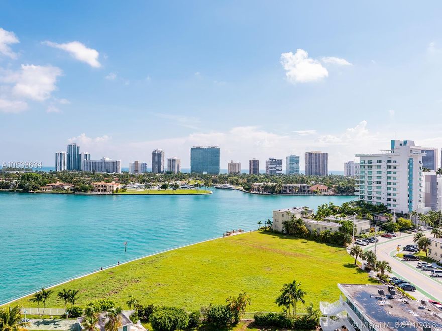 A must see "ready to move-in" waterfront penthouse  2 bed/ 2 bath + den in Bay Harbor Island. Views of Ocean and Bay and Bal Harbour from bedrooms, and living area as well as private balcony. Renovation of hallways and lobby just completed, no assessments. Impact windows and balcony doors. Washer/dryer in unit. Kitchen features stainless steel appliances and granite countertops and backsplash. 2 assigned parking.  The pool deck is bayfront, with dockage available for pick up and drop off, and temporary stays. Amenities at mezzanine level include a library,  party room, and deck, as well as a gym.