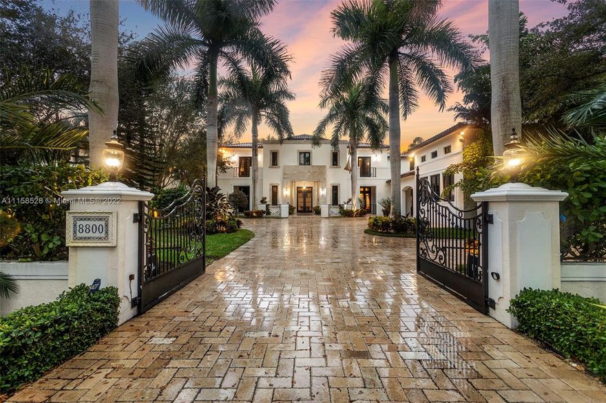 Sensational! Utterly rich in architectural design & Tuscan inspired grand residence in sought-after prominent Stritter Estates in N.Pinecrest! Situated on a picturesque, lushly landscaped deep acre with majestic palms and mature tropical plantings. Masterfully crafted with exquisite & elegant living and dining rooms. Soaring ceilings, marble and hardwood floorings. Gourmet chef's kitchen. Lavish master w/luxurious bath! All generous sized en- suite bedrooms, addl. playroom, office, media room & familly room. Elevator and a full-house generator. 
Spectacular oversized patio with summer kitchen. Sumptuous resort style heated pool/spa and magnificent grounds. Curated basketball court.3 car-garage plus carport. Luxurious appointments in every turn! A piece of Paradise!! (See Broker's remarks)