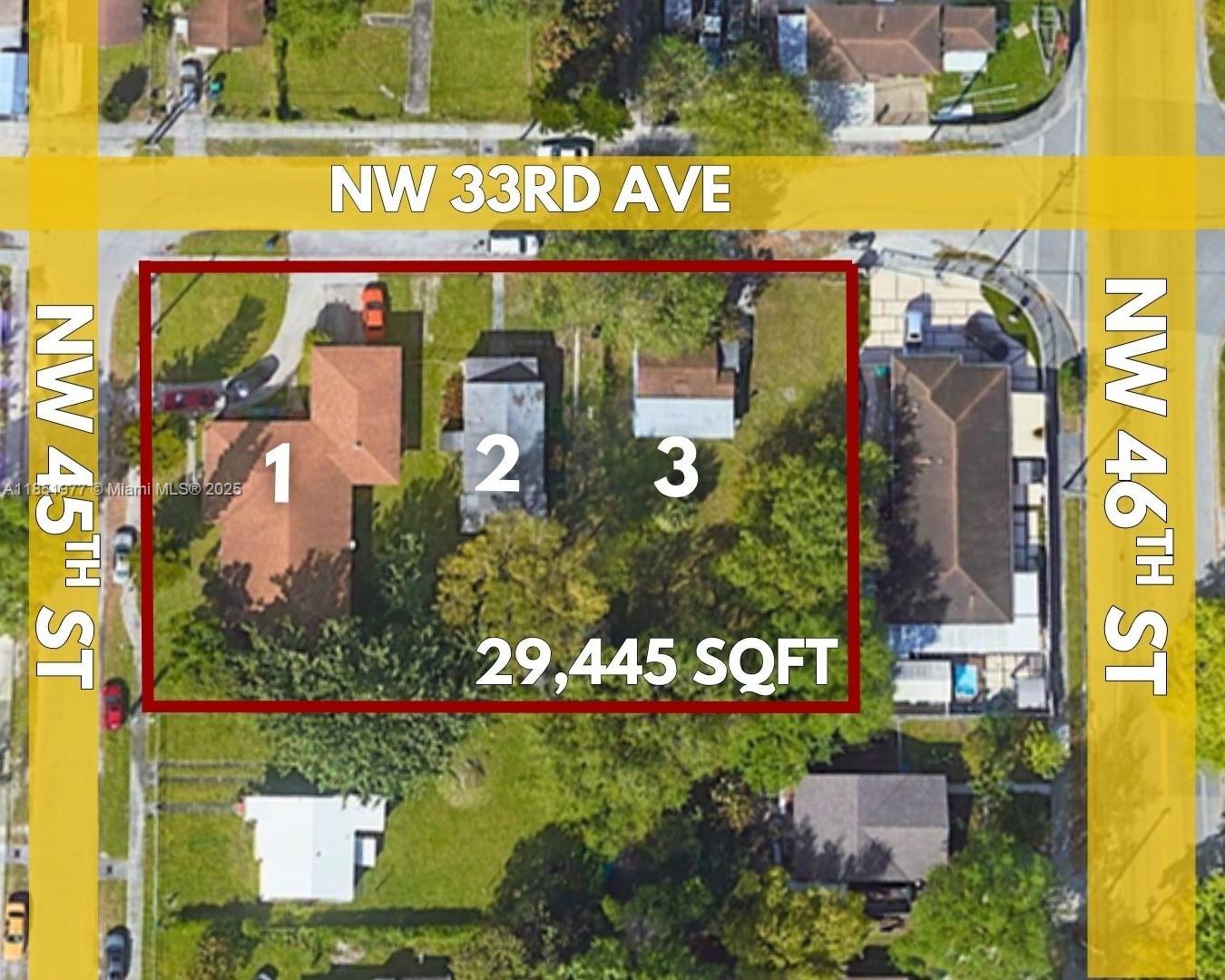 Rare 29,445 SF residential lot just blocks from Hialeah—portfolio of 3 legal properties under one folio! Includes a 5BD/4BA rented at $4,000/month, a 3BD/2BA vacant and in need of full rehab, and a 2BD/1BA rented at $1,500/month. Great income with development upside—this is a true covered land play in a fast-growing area.