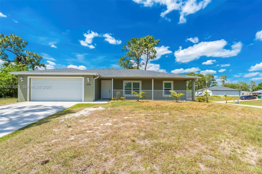 Welcome to this beautifully crafted 2022 single-family home in the growing community of Port LaBelle! This charming 3-bedroom, 2-bath residence offers modern comfort, stylish finishes, and an inviting open layout perfect for families, first-time buyers, or investors. Step inside to discover bright living spaces with vinyl flooring throughout, impact windows for added peace of mind, and spacious walk-in closets. The contemporary kitchen comes fully equipped with stainless steel appliances including a dishwasher, microwave, refrigerator, washer, and dryer - making this home truly move-in ready.

Enjoy relaxing evenings on the private patio overlooking the oversized lot, offering plenty of room for outdoor entertaining, gardening, or future enhancements. Built with durable CBS construction and a shingle roof, this home combines quality craftsmanship with low-maintenance living. Conveniently located with municipal water, easy driveway parking, and no HOA restrictions, giving you the freedom to truly make it your own.

Whether you’re searching for your dream home or a smart investment opportunity in rapidly developing LaBelle, this property delivers exceptional value, comfort, and modern appeal. Don’t miss your chance to own this hidden gem in sunny Southwest Florida!