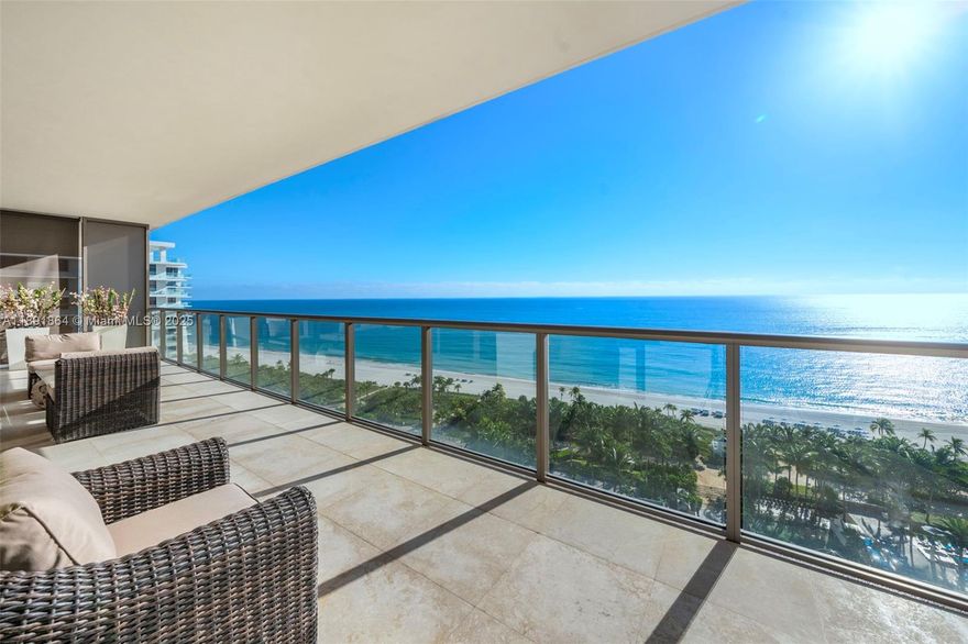 Enjoy Sunrise & Sunset at This Designer-Decorated Flow-Through Residence at St. Regis Bal Harbour elegant 3-bed, 3.5-bath residence with 3,128 SF on the 14th floor of the coveted Tower North. Move-in ready with custom designer finishes, marble accents, and a split layout ideal for privacy and entertaining. The east terrace showcases direct ocean views from the primary and second bedrooms, while the west terrace off the third bedroom, kitchen, and family room offers stunning sunsets and the Miami skyline. St. Regis offers five-star amenities: concierge, private beach service, full-service spa, three pools, and fine dining. Experience refined Bal Harbour living.