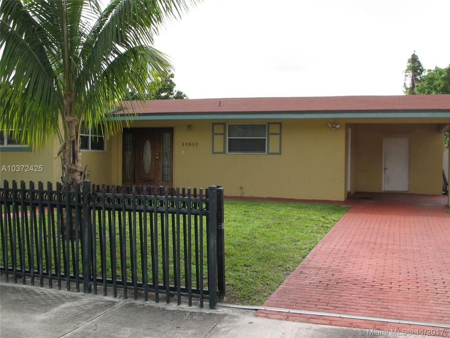 Move right in to this spacious home nestled on a private lot in North Miami Beach. Wide open living, dining and kitchen areas - perfect for any type of gathering. French doors lead to the private patio and fenced yard with plenty of room for a pool. Enjoy large bedrooms with ample closet space. Separate utility room, carport and space for parking multiple cars. Newer A/C, roof, and electric panel. Call today for your private showing!