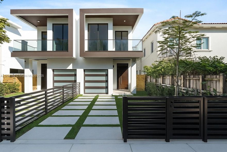 Custom new construction, two-story luxury townhome just 5 minutes from BRICKELL. Total area of 2,831 sq ft- oversized 3 bed, 3.5 bath layout with additional 950 sq ft rooftop and POOL. The open kitchen/living room concept offers plenty of space to entertain. Featuring designer finishes-PEDINI Italian kitchen cabinets, quartz countertops w/ waterfall kitchen island/bar, white oak natural wood porcelain flooring, glass balconies, DACOR panel ready appliances, glass floating staircase, custom lighting & camera system with gated entry, floor to ceiling impact glass windows, 10-ft ceilings, and 1 car garage with additional parking. Sought after neighborhood of Shenandoah located between Coral Way and 8th Street. RARELY AVAILABLE. Walking distance to restaurants, parks, schools, and shops!