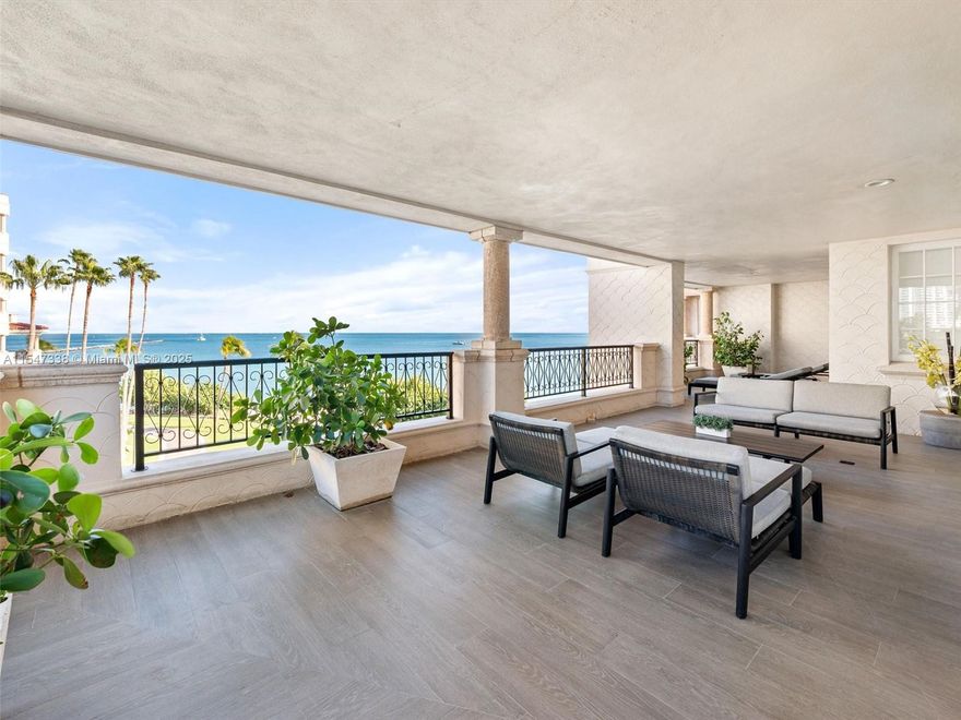 This stunning Oceanside unit on Fisher Island redefines luxury living at its finest. Completely renovated to perfection it encompasses 4,086 sq. ft. interior, 4 bedrooms, 4.5 baths, wrap-around terraces overlooking the ocean and government cut.  Professionally designed, state-of-the art kitchen, marmoglass and wood floors through-out, impact glass doors,  and more features. Live the Fisher Island lifestyle in this exceptional unit!