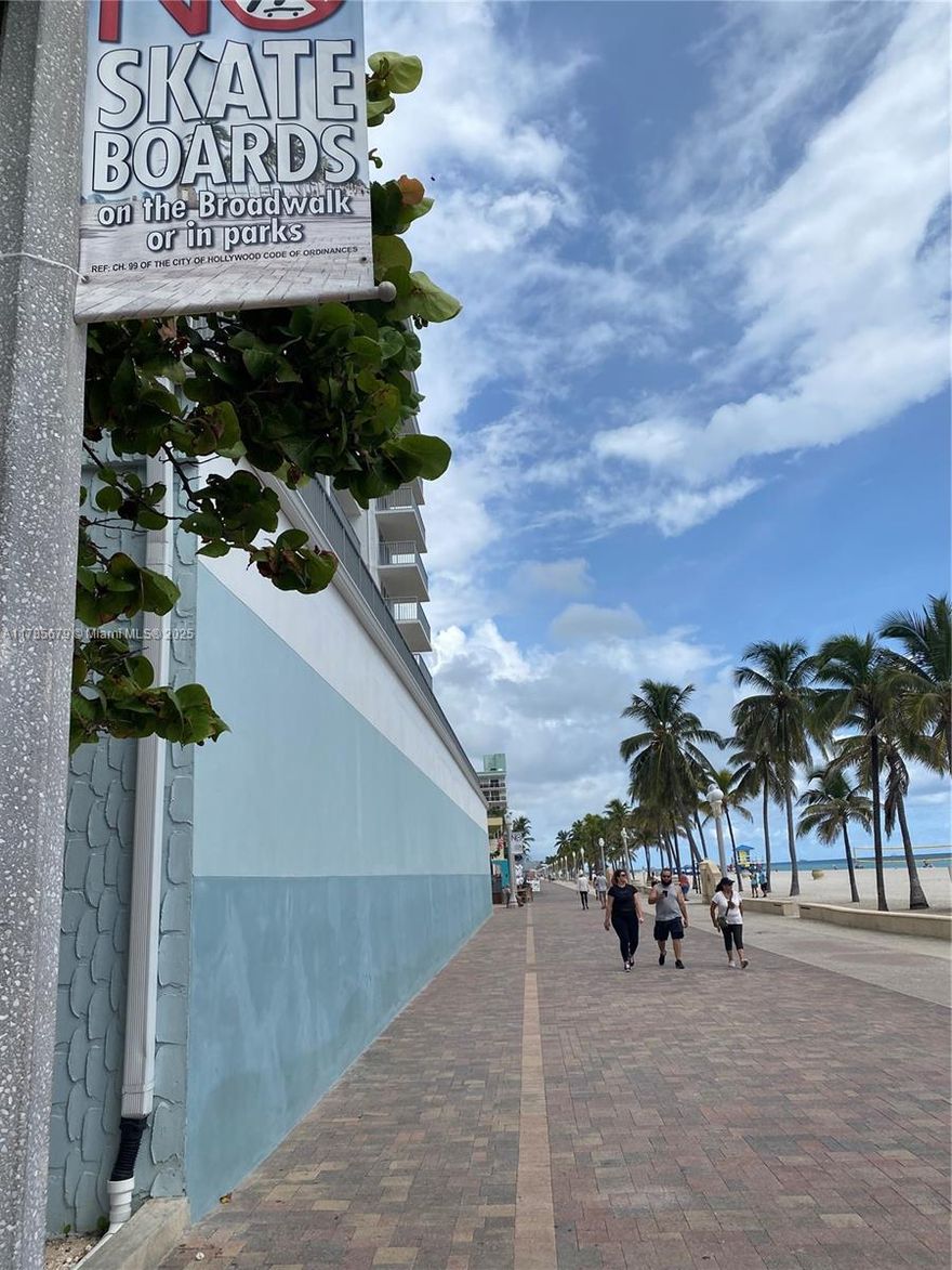 DIRECT OCEAN FRONT, FURNISHED ROOFTOP  CONDO ON THE INFAMOUS HOLLYWOOD BEACH BROADWALK.  SPECTACULAR OCEAN VIEWS FROM EACH ROOM.  ENJOY YOUR COFFEE OR GLASS OF WINE WHILE SITTING ON YOUR PRIVATE BALCONY ENJOYING THE SUNRISE UPON THE OCEAN WAVES.  THIS ONE BEDROOM UNIT IS WITHIN WALKING DISTANCE TO RESTAURANTS & ENTERTAINMENT. THE BEACH IS YOUR BACKYARD.  ENJOY THE ROOFTOP POOL STEPS FROM YOUR ROOFTOP CONDO WITH GUEST SHOWERS AND MORE...THIS IS SOUTH FLORIDA LIVING AT ITS FINEST.  BOUTIQUE BUILDING WITH COMPLETED 50 YEAR INSPECTION. MOVE IN READY. PRIVATE 1 CAR GARAGE PARKING FOR YOUR CONVENIENCE AND CLOSE APPROXIMATION TO THE AIRPORT, CASINO AND INTERSTATE. OCEAN PARADISE AWAITS YOU... COME VIEW AND MAKE YOUR BEACH CONDO DREAM A REALTIY.