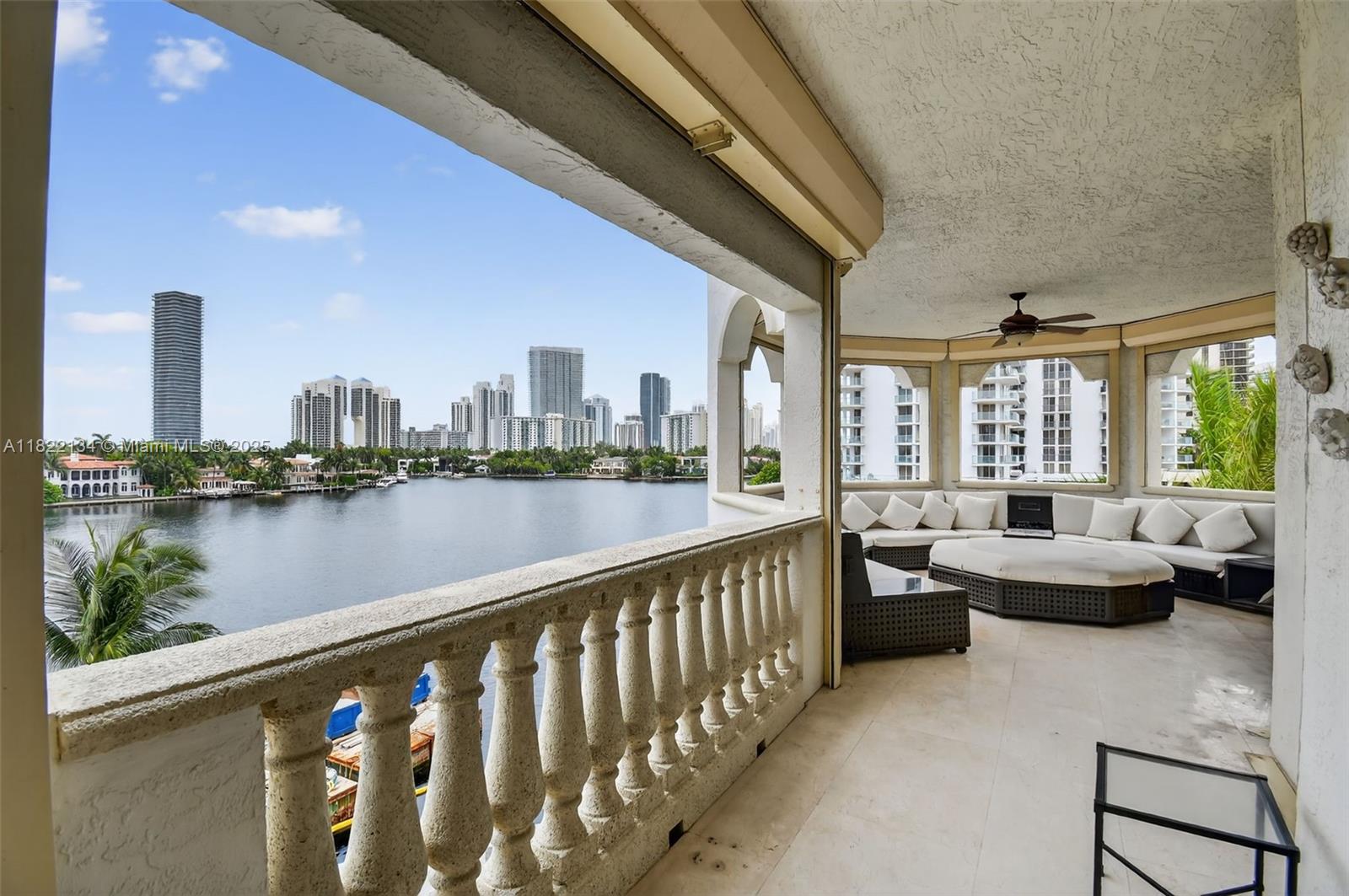 Welcome to Bella Vista in Porto Vita! Enter from Private Elevator & Experience Luxury in This Spacious 3160 SF - 3 Bed, 4 Bath Corner Unit w/ Stunning Water Views Throughout of Intracoastal over Golden Beach. Enjoy 2 Expansive Wraparound Balconies for Outdoor Dining and Entertaining. Sunrise/ Sunset! Finest Features incl. 12 ft Ceilings, Floor to Ceiling Windows Maximizing Natural Light. All Bedrooms Have Ensuite Baths! Only 22 Units in This Tower! Experience the 5 Star Amenities of the Villa Grande Club- a Residents-only Membership Clubhouse With 3 Restaurants, 2 Story Spa & Health Club W/ High Tech Gym, Hair Salon, Marina, Huge Olympic Pool + Patio w/ Food Service, Tennis Courts, Sports Facilities for Pickleball/ Soccer/ Basketball, Kid's Lounge, 24 Hr Security, Valet, Concierge & More!