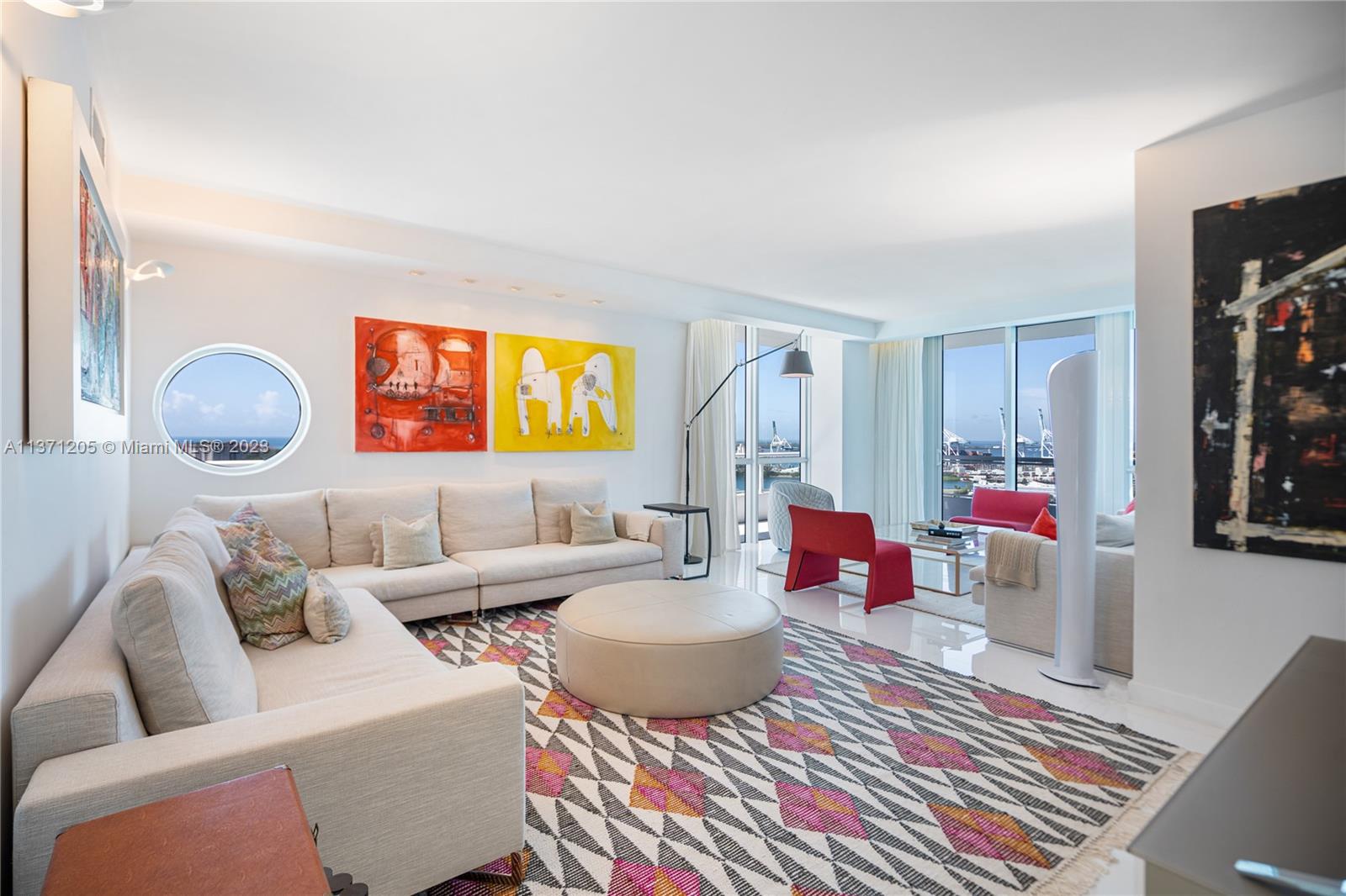 Completely renovated to perfection, this open floor plan 3-bed/3.5-bath is the highest available in the luxurious bay-front Bentley Bay South, boasting 180-degree direct bay, Downtown Miami skyline, ocean and city views, maximized by its floor-to-ceiling windows and wrap-around balcony. Among all the upgrades, this unit also features top-of-the-line appliances, white porcelain floors throughout, drapes and electronic window treatment in every room, and so much more. The Bentley Bay is a resort-like condominium, offering pool, state-of-the-art gym, valet, and is across the street from the brand new 3-acre Canopy Park.