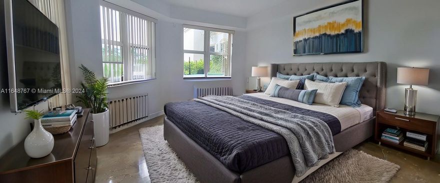 Great INVESTMENT OPPORTUNITY! This well-maintained 2-bedroom, 2-bathroom unit features bright, open living spaces with marble flooring throughout. The kitchen is equipped with wood cabinets and stainless steel appliances, while the primary suite offers a luxurious bathroom with dual sinks, a tub, and a separate shower. Enjoy serene greenery views from the balcony and the convenience of in-unit laundry. Recent updates include a 3-year-old AC unit, a 2-year-old washer and dryer, and a 1.5-year-old dishwasher. The property also includes a covered parking space. 
Aerobic studio, a gym, spa with massage room, BBQ area, children's play room, a pool are only a few of the amazing amenities offered.  Rentals allowed the 1st year of ownership.