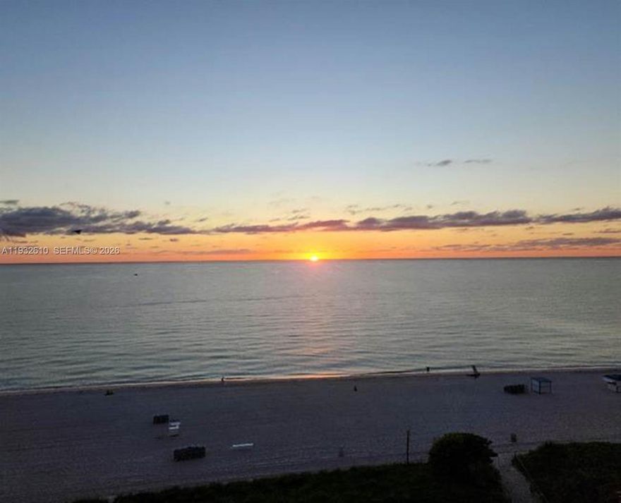 PRICED TO SELL! Direct breathtaking PANORAMIC ocean view featuring spacious 1994SF renovated open-concept condo w/floor-to-ceiling impact windows for stunning, LIGHT-FILLED,  unobstructed, frontal Atlantic Ocean SUNRISE AND MOONRISE VIEWS. Entertain on a private, WRAP AROUND BALCONY—accommodates 4-chair dining table, settee and even a lounge chair—w/access from great room or primary bedroom. Smart split-floor plan maximizes privacy w/6 GENEROUS CLOSETS of which 2 are walk-ins. A delightful gated CHILDREN'S PLAYGROUND and DOG RUN next door. Added HIGHLIGHTS: updated electrical/plumbing fixtures, an open kitchen—w/custom light-wood cabinets, stainless-steel fridge, range and microwave, bespoke counters/island, bar w/wine cooler, closeted washer/dryer, and assigned, secured underground parking w/EV CHARGING available. This MOVE-IN READY (W/IN 1 MONTH POSSIBLE!) residence delivers a rare blend of comfort, style, SECURITY and unmatched views making daily living feel like a BEACHFRONT RETREAT. In the heart of North Miami Beach, Mar del Plata offers a tranquil lifestyle in a friendly RESIDENTIAL NEIGHBORHOOD w/fine schools and short distances to markets, bakeries, salons, cafes and restaurants. Building AMENITIES: camera security, DIRECT BEACH ACCESS, pool (under upgrade), gym/sauna, BBQs/tiki hut in private beach garden, penthouse club w/billiards, bar and piano, 24hr doorman in secured access lobby, and valet parking. ASSESSMENTS PAID BY SELLER AT CLOSING. 40-YR INSPECTION PASSED.
