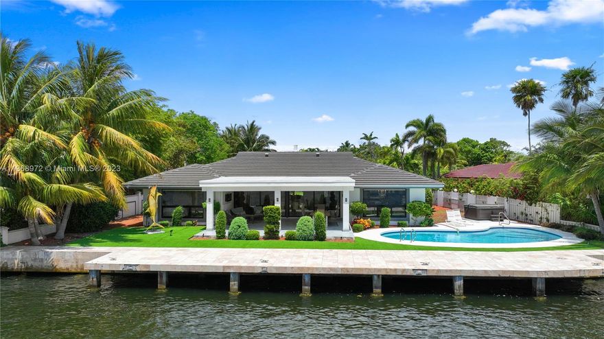 This Intracoastal front Mediterranean home is located in the most sought after street of Coral Ridge. The owners were in the process of renovating it and were almost done. New buyer can finish the renovations or tear the house down and build new. New roof (2019), impact windows (2020), kitchen| breakfast area (2021). Just over 3,000 adj. sf (as per County records), 4/3, spacious living room, family room, large outdoor entertaining area. 11,208 sf lot, 105 ft fronting intracoastal, enjoy the cruising boats, yachts and the breathtaking views on Birch State Park. Endless southeast ocean breezes! The Coral Ridge Isles are one of the most desirable and secluded luxury neighborhoods in Fort Lauderdale, conveniently located minutes from the ocean, Bayview Elementary School and The Galleria Mall.