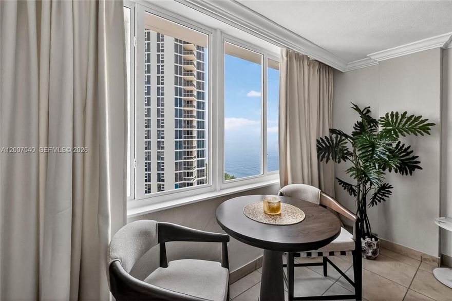 Large-sized studio and one of the nicest apartments in the building — a must-see! Professionally decorated studio residence with direct ocean views at Marco Polo in Sunny Isles Beach. Spacious layout featuring modern finishes, abundant natural light, and a functional open-concept design.
The unit is fully furnished and move-in ready, thoughtfully designed with high-quality furnishings throughout.
Prime location within walking distance to the beach, restaurants, and shopping.
Excellent opportunity for an end-user, vacation home, or investment property.