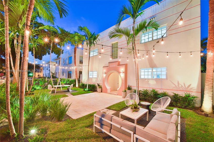 Vintage Deco charm meets modern luxury at the fully remodeled Capri South Beach, a 4-unit townhouse community with a private & serene pool courtyard. This 2-story townhouse is completely renovated with chic upgrades, including: bright gourmet kitchen with SS appliances & quartz countertops, updated bathrooms with luxury finishes, custom closet built-ins, light porcelain wood tile flooring, and a spacious custom workspace. Large master bedroom has French doors leading out to a charming balcony. Enjoy sunny days & cool evenings on your covered veranda overlooking the pool. Gated & secured parking in the rear and secured front entry. The very best in Sobe living with the space of a house and the convenience of a tropical urban apartment!