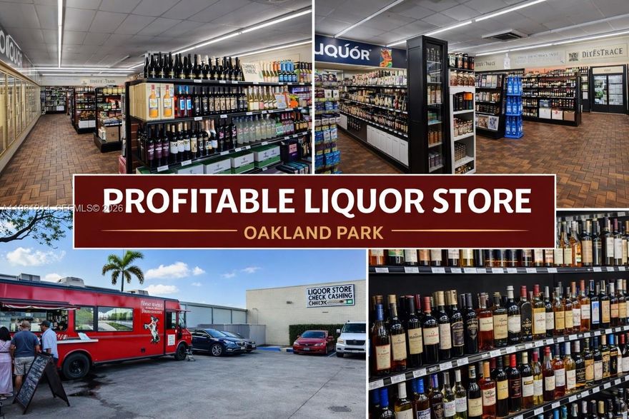 Significant Price Reduction for Quick Sale!!! Turnkey opportunity with multiple income streams already in place. Fully operational and ready for a new owner from day one. Free standing building. Additional Income from Parking rental to food trucks and in-store sublease.
Long-term lease secured. Excellent potential to increase revenue through operational improvements and expansion.

THIS IS ONE OF TWO LIQUOR STORE WE HAVE FOR SALE. GREAT INVESTMENT OPPORTUNITIES WITH A LOT OF POTENTIAL (Liquor store for sale in Hallandale beach A11980711). Can be a great option/package for your clients.

NDA required. Do not approach staff.

All information provided is deemed reliable but not guaranteed. Buyers are responsible for conducting their own due diligence, including verification of financials, lease terms and all other information.