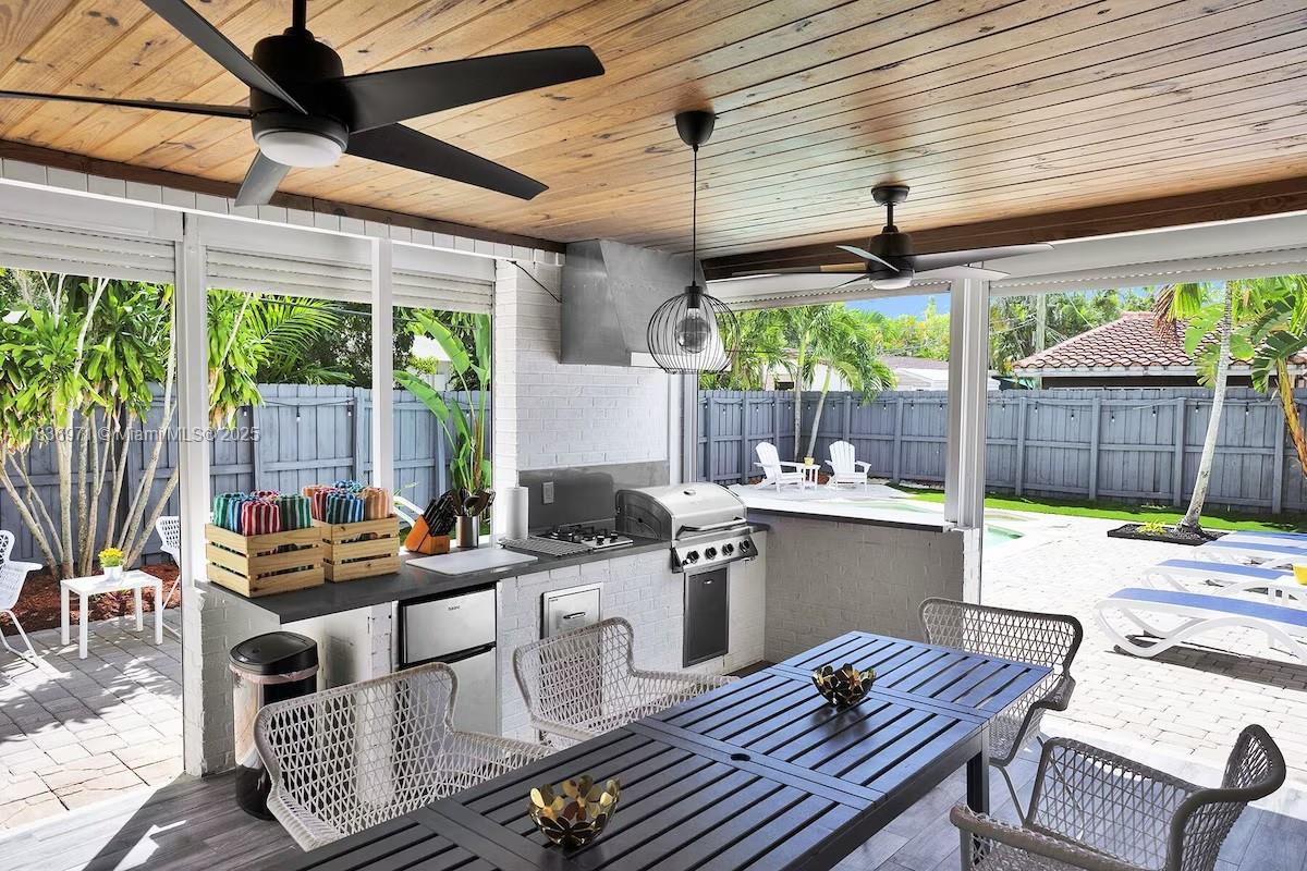 Welcome to your dream home! This stunning 4-bedroom, 3-bath residence is now available for sale at $750,000. Featuring a split floor plan with two master suites, each with its own private bathroom, it's perfect for families or hosting guests. The home has been completely renovated with modern amenities and stylish finishes throughout. Step outside to enjoy the heated pool, cook in the outdoor kitchen, or entertain in the spacious and beautifully designed patio area. Ideally located near Fort Lauderdale airport, the cruise port, major highways, shopping centers, and popular boulevards. Don’t miss this amazing opportunity to own a luxurious home in a prime location. Showings by appointment only. ALL FURNITURE INCLUDE IN THE SALE IF BUYER WISHES** NOW BEING USED ON AIRBNB**