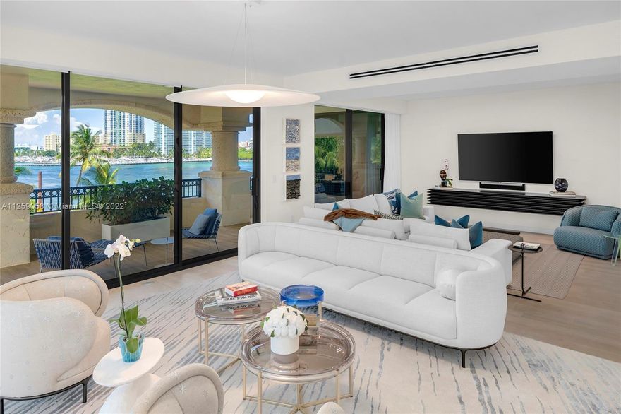 This beautiful designer corner unit at Palazzo Della Luna is accessed by private elevator offering 3,807 SF is being sold furnished w/3BR/3+1BA. Wide plank oak wood floors throughout, Lauldi Italian doors, custom wall coverings, open living, dining, & family room layout all w/access to a 1,660 SF wraparound terrace to entertain & relax w/views to Government Cut, Miami Beach, and Fisher Island. Elegant Boffi designed kitchen features granite countertops, custom cabinetry & top-of-the-line Miele & Sub-Zero appliances. The spacious private principal suite has a sitting area, dual walk-in closets, direct water views, amazing bathroom w/Carrara marble rain shower & soaking tub. 2 other BR’s each spacious w/en-suite bathrooms & terrace access. Enjoy 6-star Palazzo amenities & Fisher amenities.