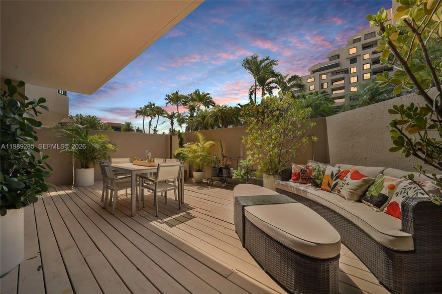 Expansive 2/2 lanai apartment with open kitchen floor plan. This unit offers many upgrades in kitchen, bathrooms, curtains, lighting and white porcelain tile flooring throughout. Bright and sunny, southern exposure apartment. One of the few available and rarely on the sales market. The unique features of this Lanai location allows for easy access to beach, Ocean Pool, and restaurants. Direct access to all amnities from patio door. Complex include 24 hours security, multiple use of pools, convenience center, tennis courts and much more.