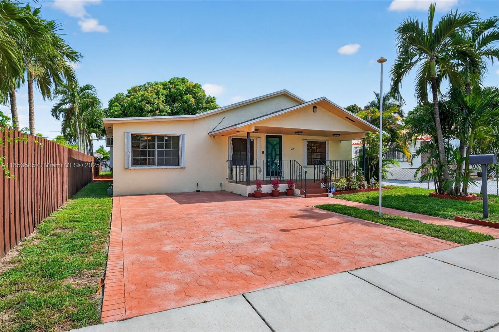 NO ASSOCIATION & NOT A FLOOD ZONE (X)!! East Hialeah charming 1-story beautiful single family home, 1,812 sqft. adj., foyer entrance to 3 bedroom, 2 full bath, plus a separate additional secondary structure as storage/utility in backyard with laundry & bathroom that can be used as work station or converted to guest room. Beautiful upgraded Kitchen with skylight ceiling, tastefully selected granite tops, nice wood cabinets, stainless steel appliances, recessed lighting, snack counter & exit door. Screened enclosed patio wood deck (1995) with ramp. Enjoy a relaxing fenced backyard with space for a pool, with mango & avocado trees, 2 sheds, etc.. Freshly painted, 3-impact glass design doors (2024) & accordion shutters, front porch seating area, concrete driveway, A/C 2020 and Roof 2015.