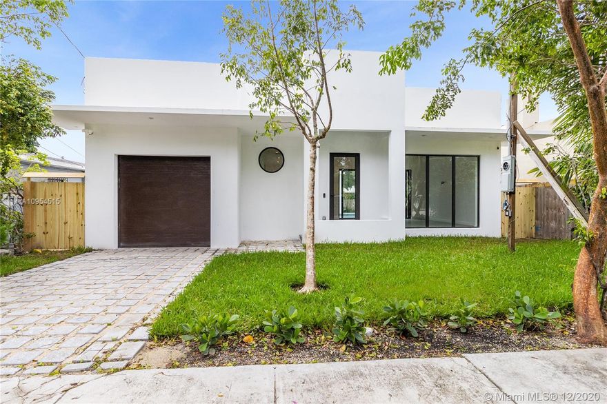 Brand New Construction. Modern Home 3 Bedrooms / 2 Full Baths / Infinity Pool / Single-Car Garage located in a non-flood zone area in trendy MIMO district. This beautiful home has an open floor plan, 12-foot ceilings, lots of natural light and a spacious backyard! 1,815 SQFT living area and 2,084 SQFT total area. Fully loaded kitchen with high-end Bosch appliances, sparkling, granite countertop and 52-bottle wine cooler. Spacious, Master bedroom with very large, walk-in closet and dual access to pool and spacious backyard. Large, marble master bathroom with deep soaking tub. Great location! Close to restaurants & shops; just minutes from Design District, Wynwood, Downtown  and more. Fully landscaped. Owner agent. Move in ready!