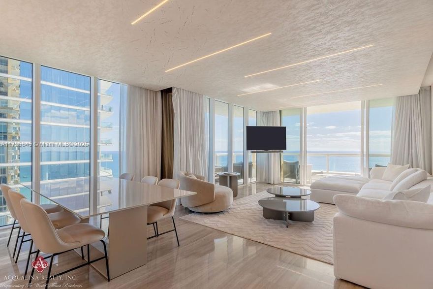 Experience luxury living in this fully renovated 4 Bedroom 4 Baths oceanfront residence at Acqualina Ocean Hotel and Residences. This  unit offers magnificent views of the ocean, Intracoastal, and city skyline. The flow-through layout ensures you can enjoy breathtaking views from sunrise to sunset. Acqualina Resort provides a five-star, five-diamond lifestyle with an array of premium amenities, including a world-class gym, four pools, valet service, spa, fine dining restaurants, and a dedicated concierge. Discover the ultimate in luxury living at Acqualina. Acqualina Realty Onsite Sales Gallery 24/7