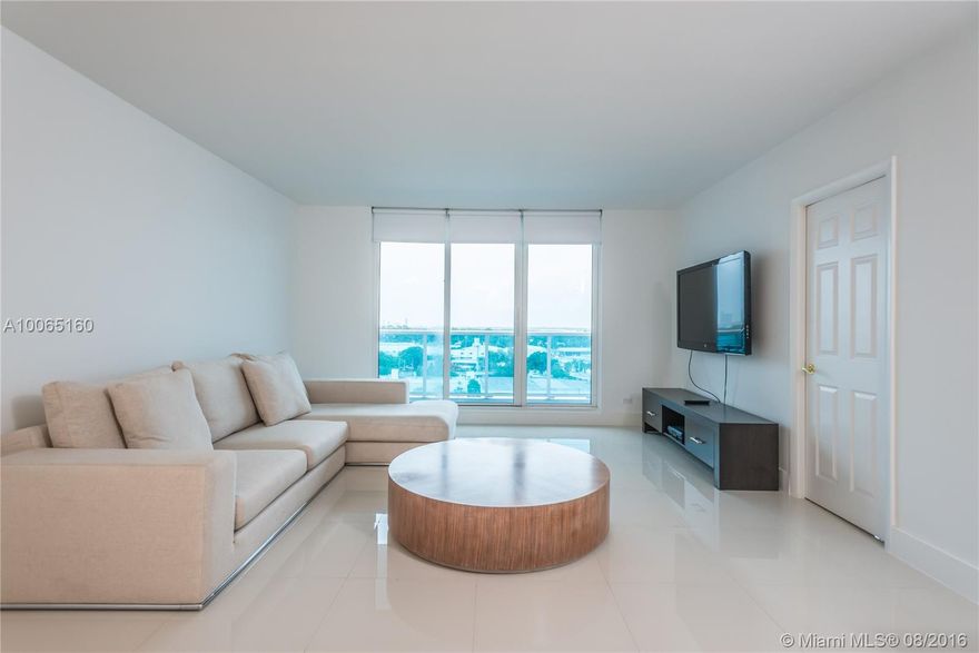 Wonderful West facing, located on 10th Floor, this unit has been converted into a 2 bed/1bath at the Roney Palace. Fully furnished