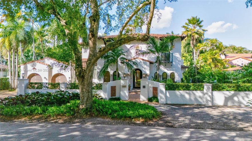 Fully walled, exotically landscaped to be lush and private. Built in 2010 with the highest attention to architectural detail and the highest energy standards. 10,000 sq ft lot with 3,879 sq ft of A/C living space plus 1,245 sq ft of additional space and an air conditioned garage/home gym. 5 + 1 bedroom, 6 bath, with high ceilings. La Finestra Italian impact windows and doors, stone & hardwood flooring, and smart home lighting. The eat in chef’s kitchen with exotic hardwood island includes natural gas Wolf and Sub Zero appliances. The primary bedroom leads to a private sun terrace with stairs to the heated salt water pool. Purposely built for quiet weekends at home and for entertaining family and friends. Close to everything on a gorgeous canopy tree lined street. This one will not last.