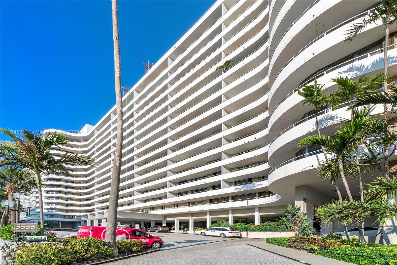 Oceanfront Gem 2-bedroom, 2-bathroom residence at Oceanside Plaza, designed by renowned architect Morris Lapidus. The unit located on the fourth floor features an expansive terrace with breathtaking bay and downtown Miami views, impact glass windows. Amenities include a pool with beach services, jacuzzi, two gyms, basketball and racquetball courts, a grand ballroom, billiard room, rooftop solarium, pickleball court, and the onsite restaurant "Lola." Valet, bicycle storage, and lobby beautification renderings will add to the luxury. Experience Miami’s oceanfront lifestyle. pool currently under construction.