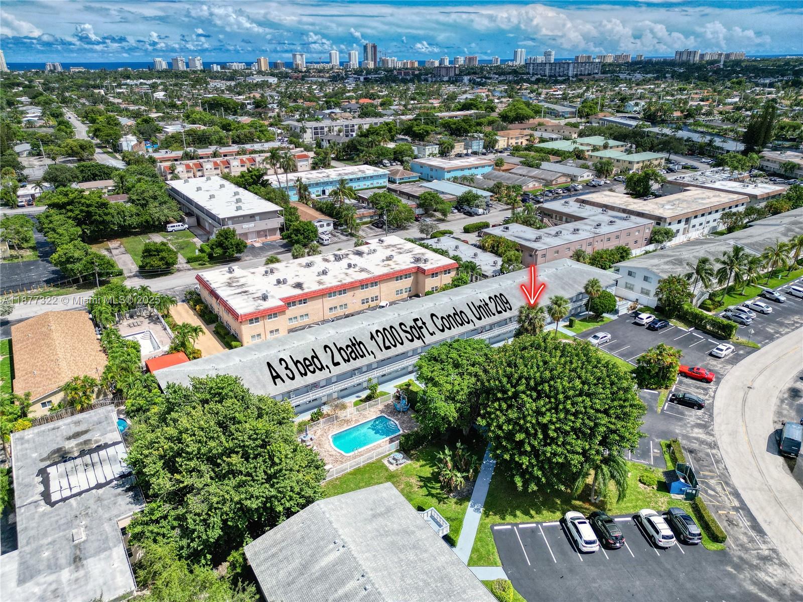 Spacious 3-bedroom, 2 bath condo located on the 2nd floor in the heart of Pompano Beach. This family-style residence offers a bright and open living/dining area in a quiet, well-maintained building. The community is professionally managed and features 2 pools, one assigned parking space plus plenty of guest parking. Conveniently located near the beach, shopping, dining, and public transportation, this home offers comfort, convenience, and a great lifestyle.