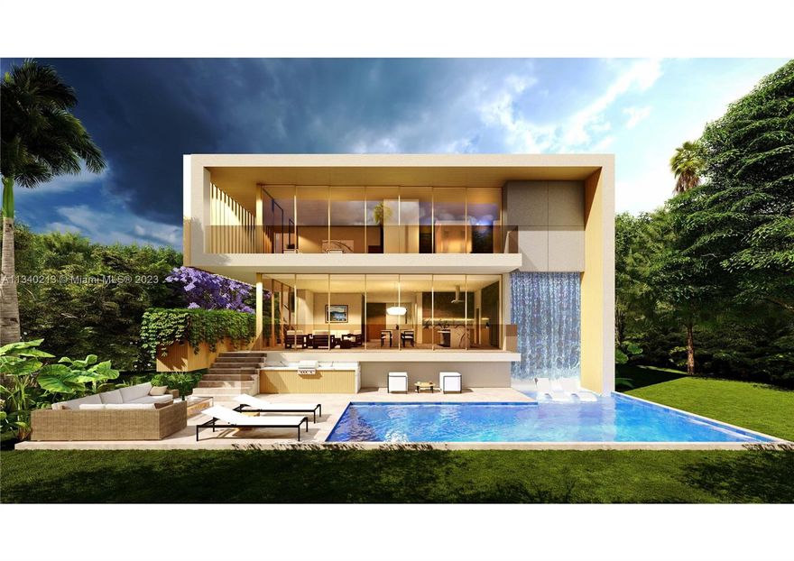 Land + Plans + Permits!  Build a luxurious modern home on the private and gated Hibiscus Island.  The home was designed by renowned architect Ralph Cheoff of CLF Architects and boasts over 5,000 square feet of adjusted living space.  The plot is a corner lot of 9,500 square feet benefitting from many mature trees.  The house features five bedrooms (all ensuite), a large open plan living room/dining room/kitchen, media room and 2 car garage as well as an outdoor living area featuring a beautiful pool with waterfall and summer kitchen.  Luxurious finishes include stone, wood, Lutron lighting controls, Delta lighting fixture and Wolf/Subzero appliances.