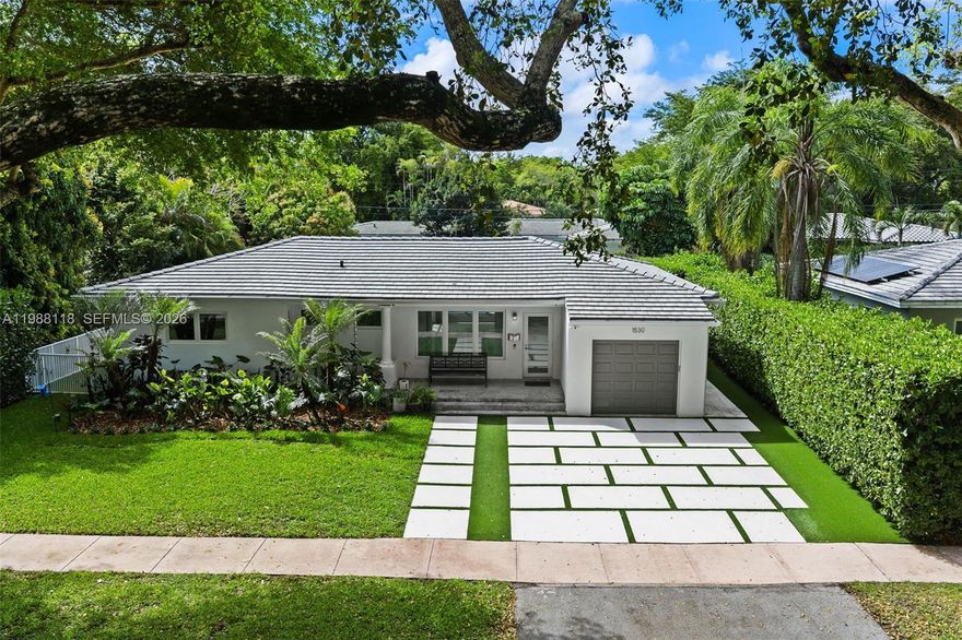 Beautifully updated, Cozy home, Fully renovated 3-bedroom, 3-bath home in the heart of Coral Gables, Move-in ready and available for immediate occupancy, featuring a 1 car garage, open  backyard, and a large pool perfect for outdoor living and entertaining. Since 2015, the property has undergone extensive upgrades totaling approximately $400K. Improvements include all new windows,  doors, and garage door, two updated bathrooms; full exterior stucco and repaint; new septic tank and drain field. Modern driveway; updated landscaping; and a newly installed fence. Outdoor enhancements feature a spacious pool with deck, artificial turf, shades, and a gazebo with a recently replaced roof (2025 ). Interior upgrades include smooth finish drywall throughout (recently completed), fresh interior paint, new refrigerator, LED high-hat lighting, tankless water heater (2026), upgraded garage with epoxy flooring and built-in shelving, and a security system with cameras and Ring devices. . Move-in ready with major systems and structural components already updated. All improvements were completed with proper permits, available upon request. Come and see it, arguably one of the best homes in the neighborhood!....