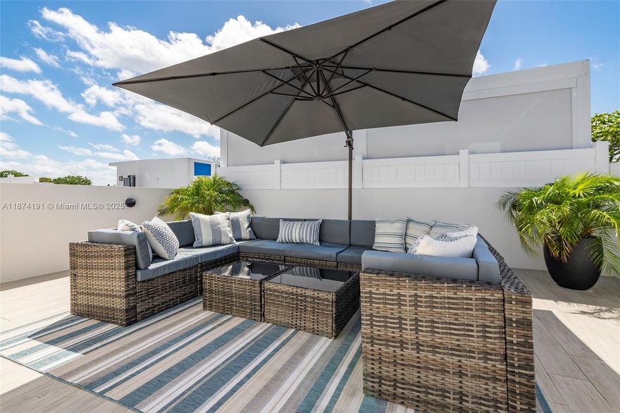 Stunning 3BR/2.5BA Wilton Springs townhome built in 2022. Tucked away just a short stroll from Wilton Drive, this residence has been flawlessly maintained, with thoughtful, stylish upgrades. Ground floor is an open living and dining room, with an up-to-the-minute kitchen including wine cooler, and pantry with hidden coffee bar. Wall of glass opens to a lushly landscaped private patio. Guest bathroom, oversized 2 car garage with storage area complete the first floor. 3BR / 2 full Bathrooms upstairs, plus a cozy loft, perfect for extra office or reading area. Primary suite has generous walk-in closets, and spa-like bathroom. Interior stairs lead up to a large private rooftop deck, with outdoor shower. With plumbing and electrical, it is ready for your outdoor kitchen or jacuzzi.