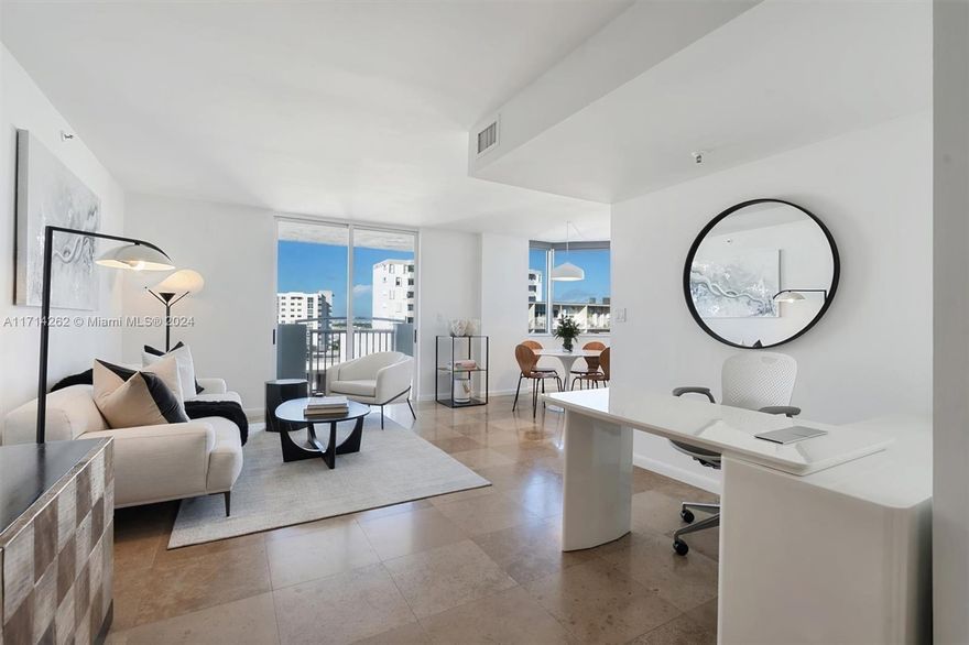 Welcome to one of South Beach’s best boutique buildings, Bayview Plaza, in the heart of Miami Beach with easy access to Lincoln Road, Sunset Harbor, the Venetians and walking distance to the beach. This 2-bed, 2-bath, spacious floor plan features floor-to-ceiling windows and sleek marble floors creating an inviting and desirable natural light environment. A galley-style kitchen and two outdoor balconies make perfect entertaining spaces. Features also include in-unit laundry and a walk-in closet. Amenities include: a gym, pool, hot tub, sauna, covered and gated parking, bicycle room, recreation room with pool table and common areas. Steps from Biscayne Bay, enjoy Miami sunsets and local shopping including top food markets, and best restaurants that SOBE has to offer.