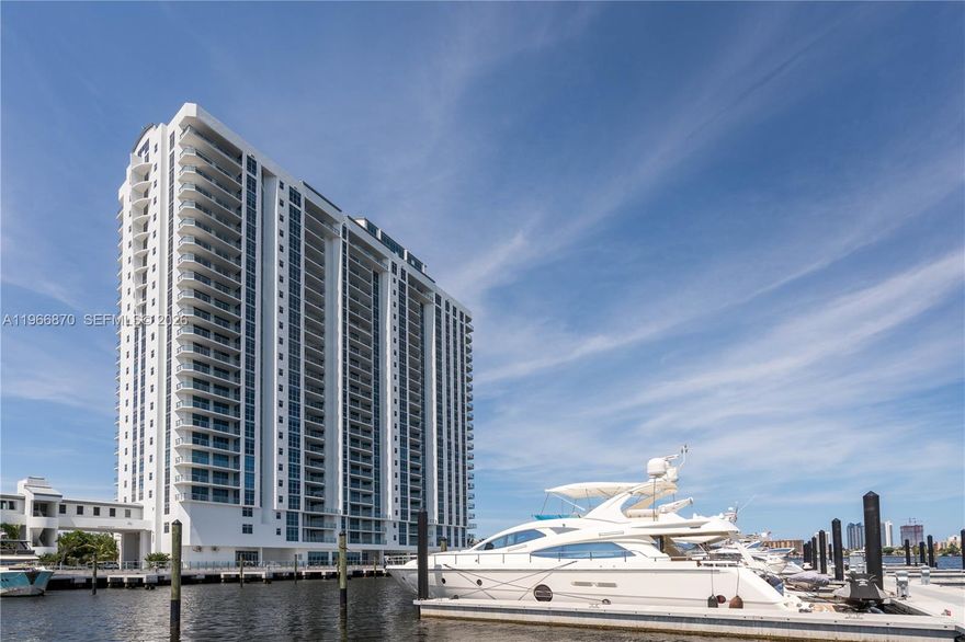 Luxury water front living in this 3 bedrooms and 3.5 bath condo at Marina Palms. Interior designed by Steven G, the unit features floor to ceiling windows offering breath taking views of the Sunny Isles skyline and marina. Primary suite includes a spa-like bathroom and custom walking closet. The open concept kitchen is equipped with top of the line appliances and the living area is ideal for entertainment. Enjoy amenities such as: 24 hrs Concierge, valet , and security, gated marina, yoga studio, Gym, Sauna, infinity edge pool, children pool and play room, pool side cabanas, and outdoor gourmet kitchen, teen game room, business center and conference room. Enjoy Pet walking area. The unit includes 2 parking spaces and storage under AC. Light fixtures in master and living room are excluded.