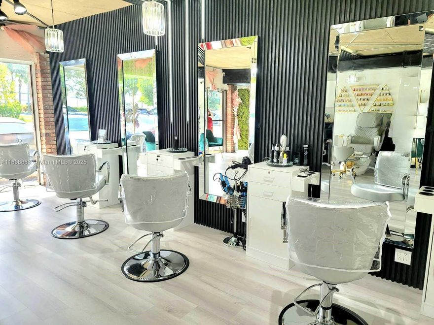 Full service hair salon already makes 160K a year with one employee with everything NEW - electric, floors, walls, bathroom, Camara system with voice recorded, city & fire licenses - all ready to go!  Low rent $1,850 monthly with water included.   Selling "AS IS' lease, inventory & furniture.  No land - no cooperation is for sale.
By appointment only contact Listing Agent Wendy Ferreira.
