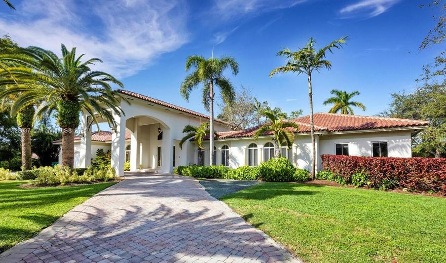 Built in 2002, this fabulous single-story 6BR/6.5BA Pinecrest estate is a gem! The grand living room with soaring ceilings & views of the patio set the tone for what’s to come. Expansive eat-in kitchen opens to the fam rm, making entertaining & living open & comfortable. Each BR has its own bathrm & walk-in closet. Primary ste has 2 walk-in closets, sauna, office nook & bathrm big enough for a family dance party! Outside dancing continues w covered patio, bar & built-in grill area overlooking pool & yard. You could host a wedding here! Fully gated & fenced, the home has ample parking w circular driveway & covered port-a-cochere, & 2-car gar that was converted to living space but easily converts back. Impact windows, generator, newer a/c’s, laundry rm, city water, the extras are endless!