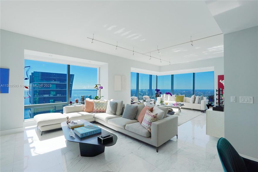 Back on the market Four Seasons Brickell residence with spectacular panoramic Biscayne Bay & Brickell Skyline views from the 59th floor. Designed by renowned architects, Handel Architects, this home in the sky features 2 spacious bedrooms, 2.5 bathrooms, designer kitchen with stainless steel appliances, wine cooler & office nook. Natural light floods the spacious living/family areas w/ floor to ceiling windows. offering incredible views. Bedrooms feature walk-in closets, en-suite baths & recessed lighting. Enjoy impeccable service & world class luxury lifestyle w/ amenities such as; 2 memberships to Equinox, resort pools, jacuzzi, Edge Steak & Bar, owner’s lounge, state-of-the-art fitness center, a full-service spa & room service. Use Showing Assist & see brk remarks!