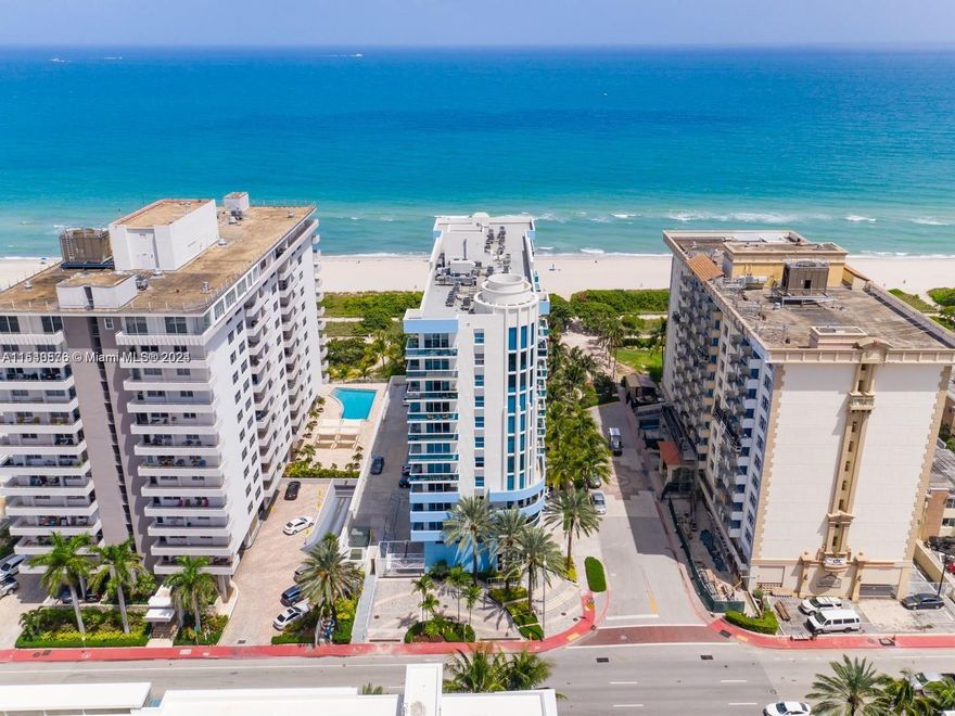 Newest building in this price range in this desirable OCEANFRONT BOUTIQUE Building. This unit offers a beautiful view of the ocean! ! Impact windows & rage full size washer & dryer in the apt.! Desirable floor plan facing southeast. New A/C as of 6/23. Newer hardwood floors & fresh paint ! Fully equipped gym, 2 swimming pools with jacuzzi. Meeting Room/Lounge with HD TV and pool table. Delight yourself in the private beach area with barbecue, picnic and volleyball court. Walk everywhere : Bal Harbour shops, Publix, CVS, House of Worship, Pets ok under 25 pds. This building has reserves!
