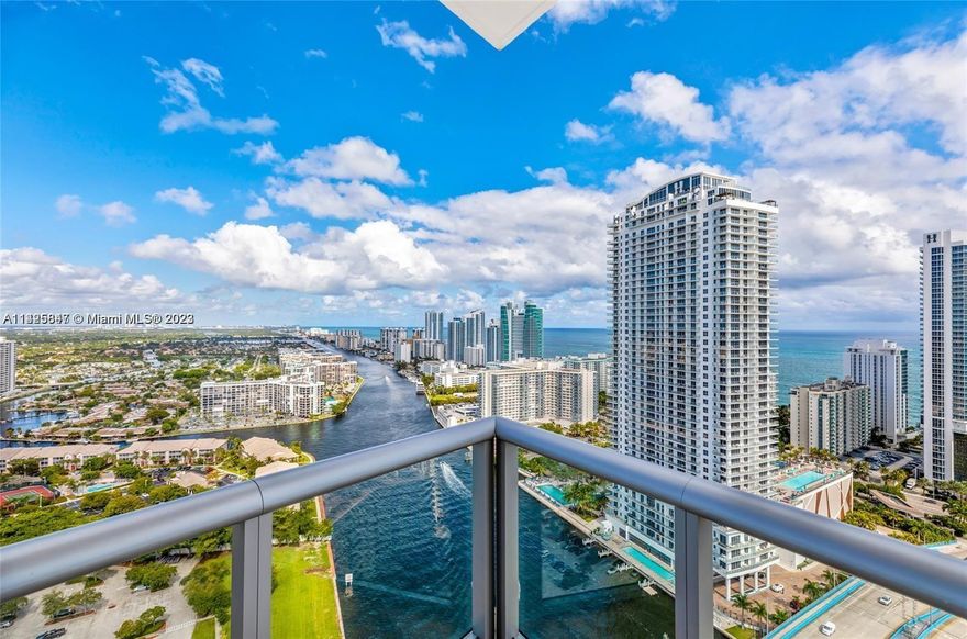PENTHOUSE UNIT - AIRBNB & SHORT TERM RENTAL FRIENDLY! Situated in the highly desirable Hallandale Beach, this property enjoys close proximity to pristine beaches, dining, shopping centers, entertainment, and everything you need for a fulfilling lifestyle. Perched on the 33rd floor, this residence boasts mesmerizing panoramic views of the ocean, Intracoastal, and city skyline with 319 sq ft of balcony space. Spanning 1,577 sq ft, this unit offers a spacious and well-designed layout, providing ample space, featuring an open kitchen with top-of-the-line appliances, custom cabinetry, & a large center island. Residents have access to a wide range of world-class amenities, including two pools (one private rooftop), state-of-the-art fitness center, spa, concierge services, and much more.