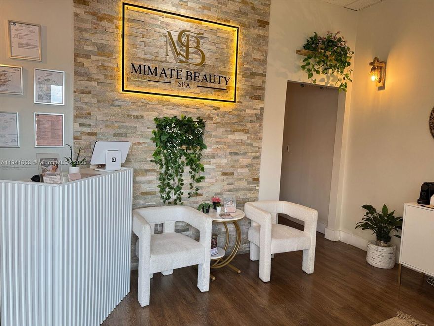 High-end spa for sale on Flagler Street, recently renovated and fully equipped with state-of-the-art aesthetic technology. It features 6 private treatment rooms, 2 of which are currently rented, generating additional income with the option to continue under new ownership. Includes reception area, kitchen, bathroom, locker area, and modern furnishings. Profitable business, fully operational, with all city and county licenses and permits in place. Strategically located in a high-traffic shopping center with front and rear parking. Ideal for investors or professionals in the wellness industry. Lease agreement was renewed for 5 years, starting April 1, 2024 and ending March 31, 2029.