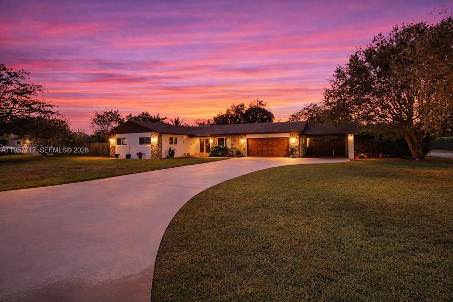 Modern comfort meets country charm in this beautiful Redland retreat! Set on a ½-acre corner lot, this 3-bedroom, 2-bath home offers 1,700 sq. ft. under A/C with spacious bedrooms and marble flooring   throughout just 30 minutes from Miami.



The sleek kitchen features stainless steel appliances and a stone waterfall countertop, opening to a screened terrace perfect for entertaining. Enjoy a 2-car garage, covered carport, and a climate-controlled utility room ideal for a guest space or office, plus a whole-house water filtration system.



The expansive yard offers room for a pool, boat, RV, or garden, and even includes a chicken coop. No HOA.
Schedule your private showing today and experience the best of modern living with country charm.