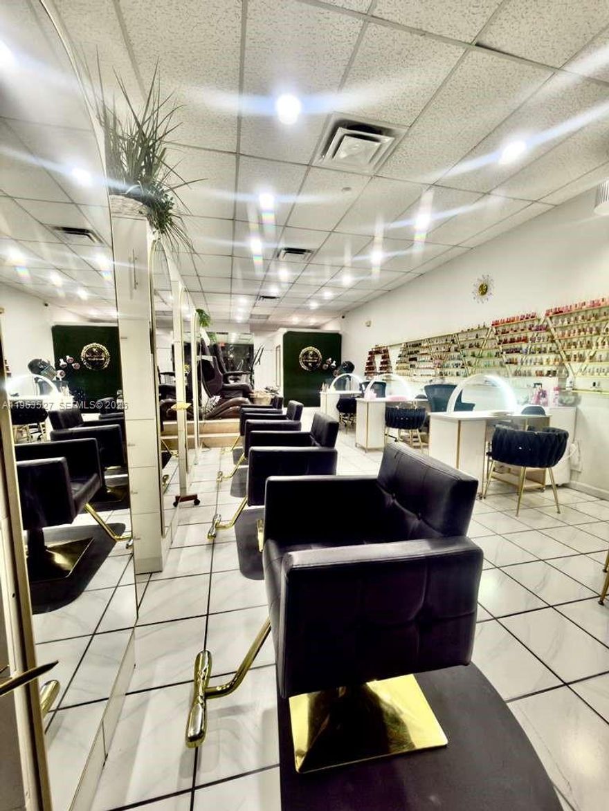 Fully operational beauty salon located in a highly trafficked area of West Flagler, surrounded by residential and commercial businesses. Low Rent: $2,386. Full Salon License and Supply License Included. Active Staff: 3 nail technicians (1 also provides facials and another offers lash services) and 1 hairstylist (actual owner)
Established business with steady clientele and excellent visibility.
Ideal for beauty professionals looking to own their own salon or investors seeking a structured, income-producing opportunity with growth potential.
For more information, please send a private message.
Showings by appointment only.