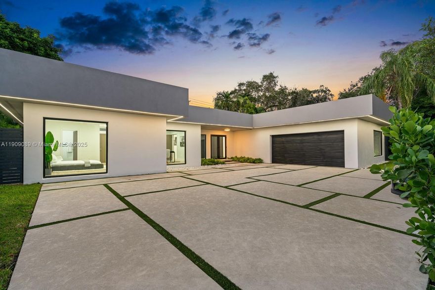 Experience Luxury living in this architectural masterpiece located in the highly coveted neighborhood of Bay Heights in Coconut Grove. This 5bed/5bath plus office has undergone a complete renovation, combining modern elegance with timeless design. Set on 11,500 sqft. lot, this home is filled with natural light and features an open-concept floor plan connecting living, dining, and outdoor spaces. The living room boasts sliding glass doors that open on all sides, epitomizing for an indoor-outdoor lifestyle. Architectural highlights include sleek LED strip lighting, lush boxwood details, and warm slatted wood accents. The private backyard is surrounded by mature landscaping, a pool, BBQ area, and pergola. Nestled in the 24/7 police-patrolled community of Bay Heights. Offered Fully Furnished.