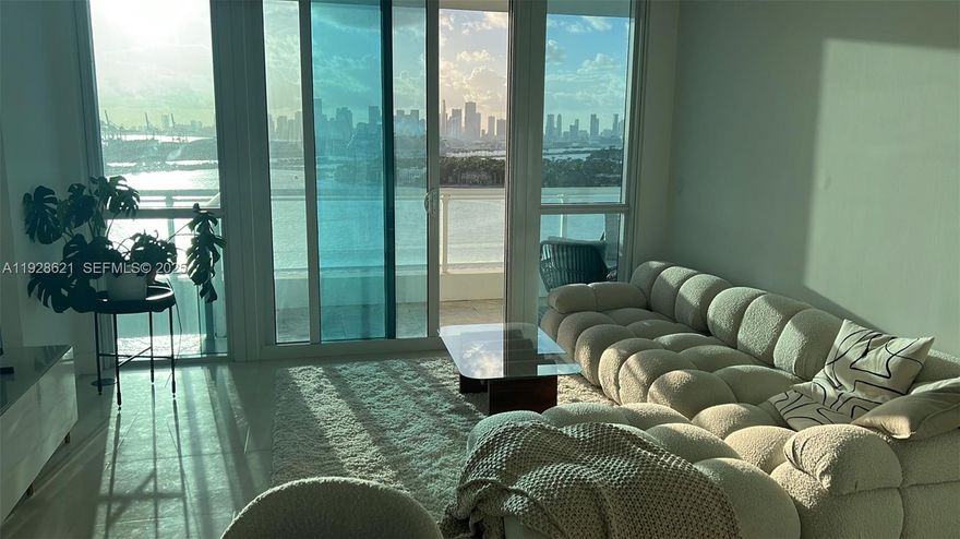 Stunning fully furnished and equipped 1 Bedroom apartment with breathtaking sunset and miami skyline views. The apartment has marble-floors throughout, washer dryer in unit, 2 walk-in closets, electric shades, modern and new furniture and is freshly painted.
 Enjoy the 5-Star amenities and service of the luxurious Bentley Bay including an infinity-edge pool and 2 large whirlpool Jacuzzi’s, a fantastic gym overlooking the Biscayne bay with a spa, massage room, sauna and steam room. 24/7 Valet-service, Wifi and basic cable are included in the monthly rent. Sorry no pets. Available for 6 month till tup to a year.
