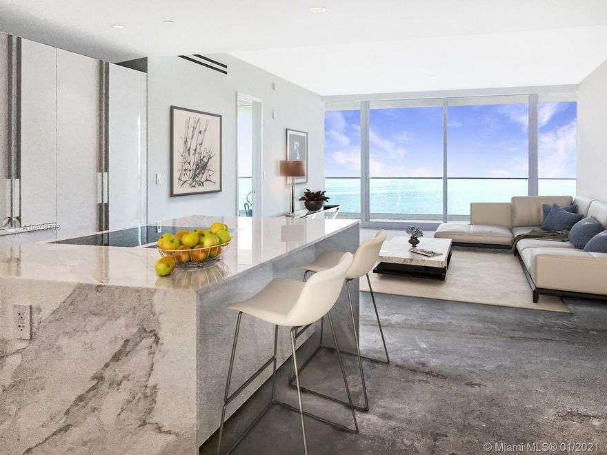 *Flooring and closets finished by end of February 2021.* Oceana- the newest, modern tower in prestigious Bal Harbour! Stunning Direct ocean views from every room in this large two bedroom plus den. Top of the line modern luxury kitchen and bathrooms, 10 ft ceilings, huge 10 ft deep balcony. Services include: Private elevator, 2 pools, beach service, restaurant, concierge, butler, valet, State of the art gym and spa. Stroll on the Bal Harbour beach path, Bal Harbour shops, and city of Surfside.