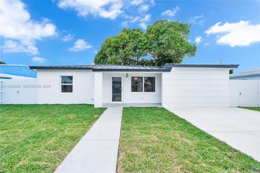 Buy this brand-new single-family home situated on a unique lot with frontage on two streets—a rare find! This beautifully renovated property features a modern charcoal gray metal roof, a stunning contemporary kitchen with quartz countertops, and all new major systems, including electrical, plumbing, and A/C. Enjoy new flooring throughout, energy-efficient LED lighting, and impact windows and doors for peace of mind. Thoughtfully updated with quality finishes and modern design—this home is truly move-in ready. Hurry, this one won’t last!